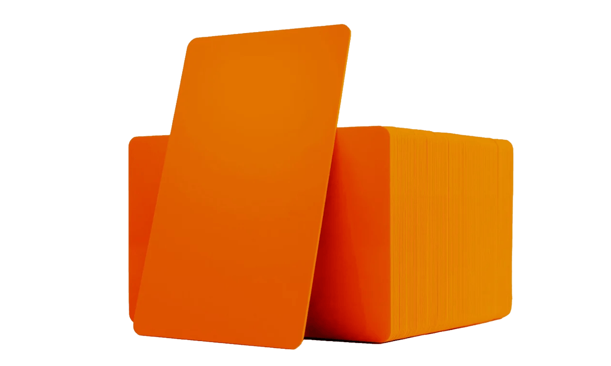 Orangefarbene unbedruckte PVC-Karten - 760 mic