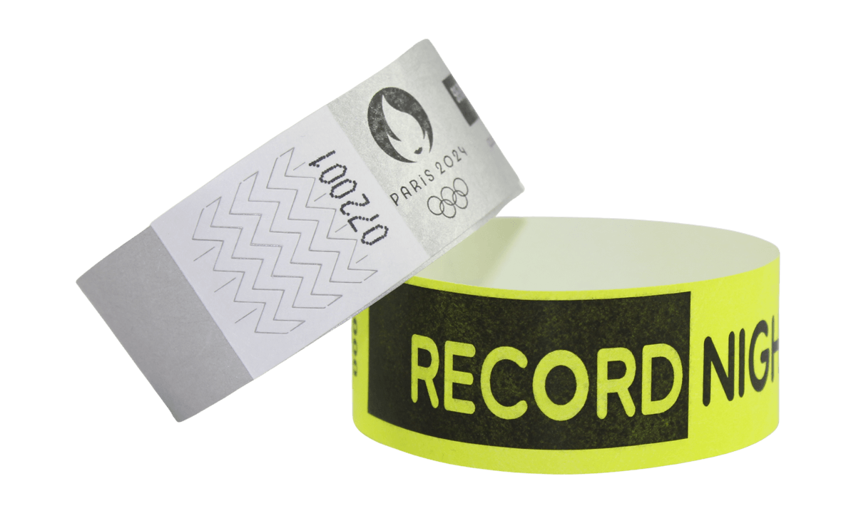 Personalisierte Tyvek®-Armbänder, 25 mm, schwarzer Druck