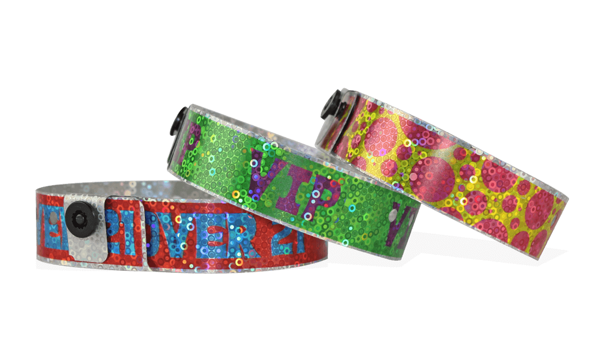 Personalisierte vollfarbige holografische Armbänder, 19 mm, Liquid Glitter