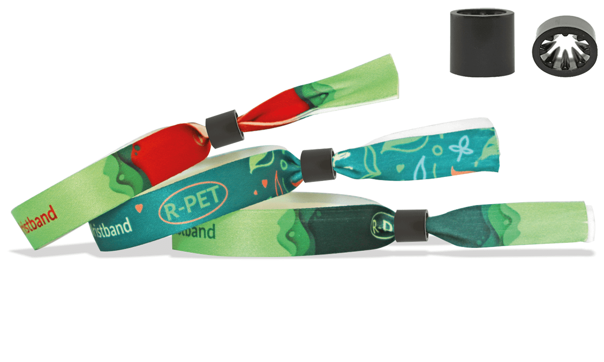 Gedruckte weiche recyceltem Satin-Armbänder mit Kunststoff-Schiebeverschluss, Oslo