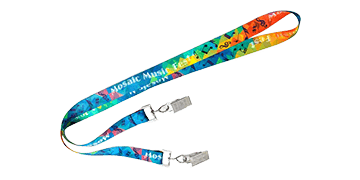 Personalisiertes, 15 mm breites Satin-Schlüsselband mit doppelter Befestigung– Vollfarbdruck