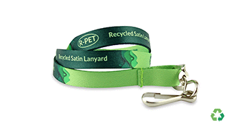 Personalisiertes, 10 mm breites Schlüsselband aus recyceltem Satin – Vollfarbdruck