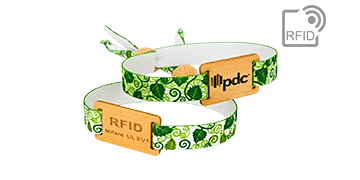 Gedruckte Satin-RFID-Armbänder aus recyceltem Stoff mit Bambus-Schiebeverschluss, Kyoto